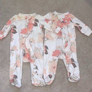 2 x GAP 100% organic cotton print one piece/baby grow premature baby
